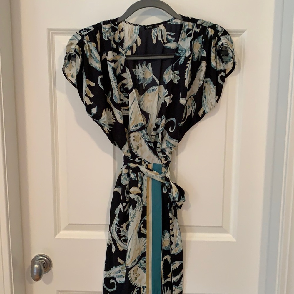 Midi wrap dress with waist tie